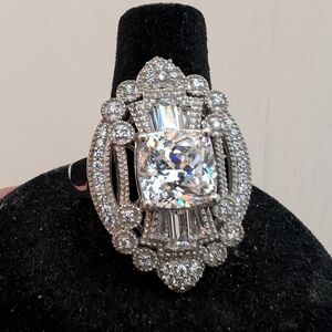 #75. Estate  925 Silver Crystal  Ring Sz 10
